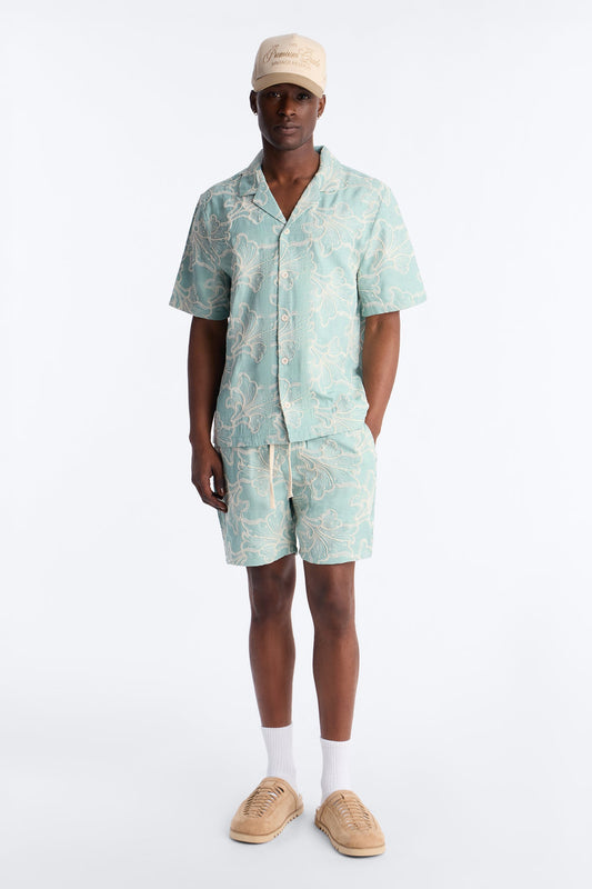 Coastal Drift Cuban Button Up Shirt - Mint Fashion Nova