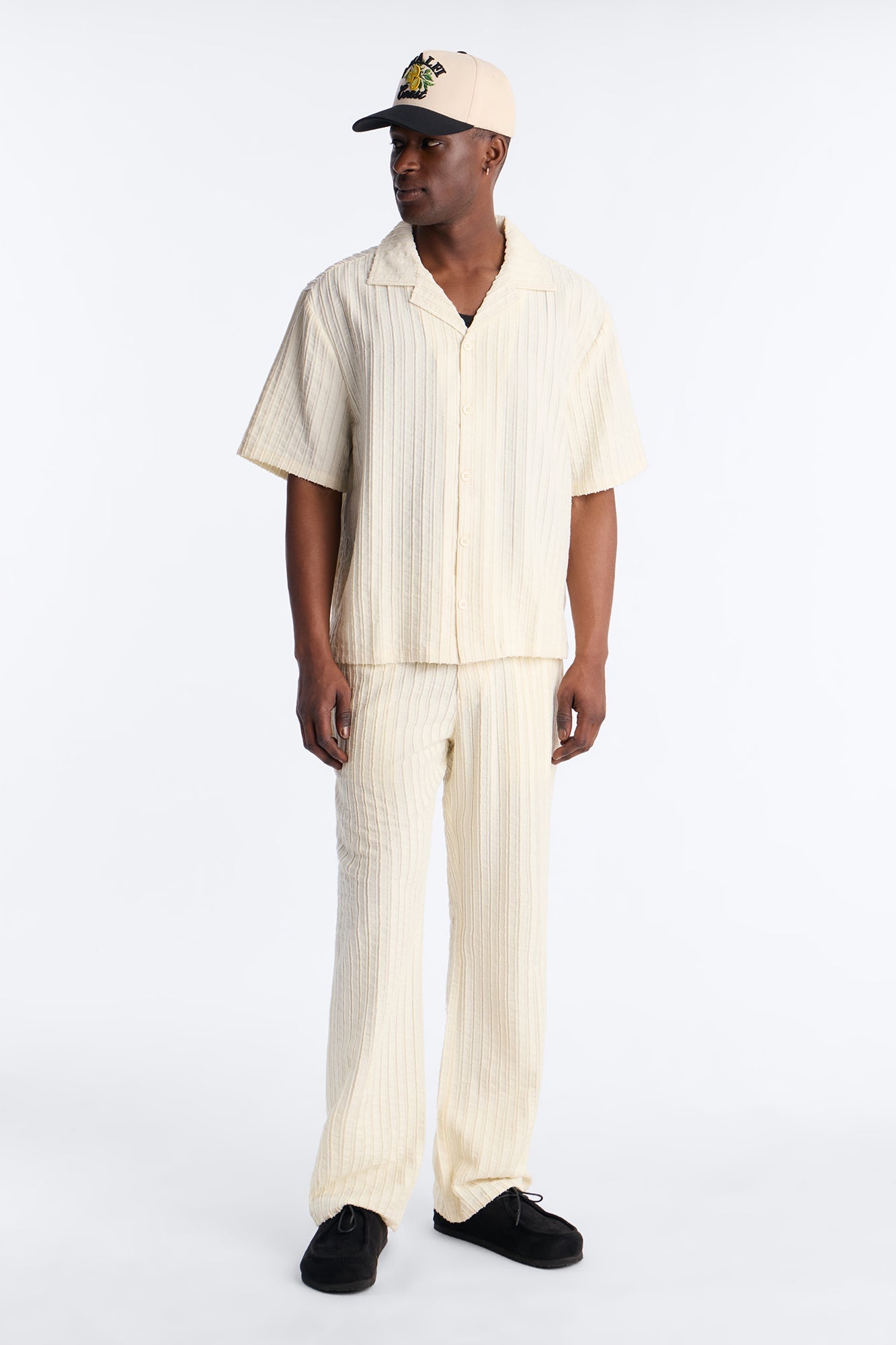 Relaxed Aegean Pleat Cuban Collar Button Up - Cream Fashion Nova