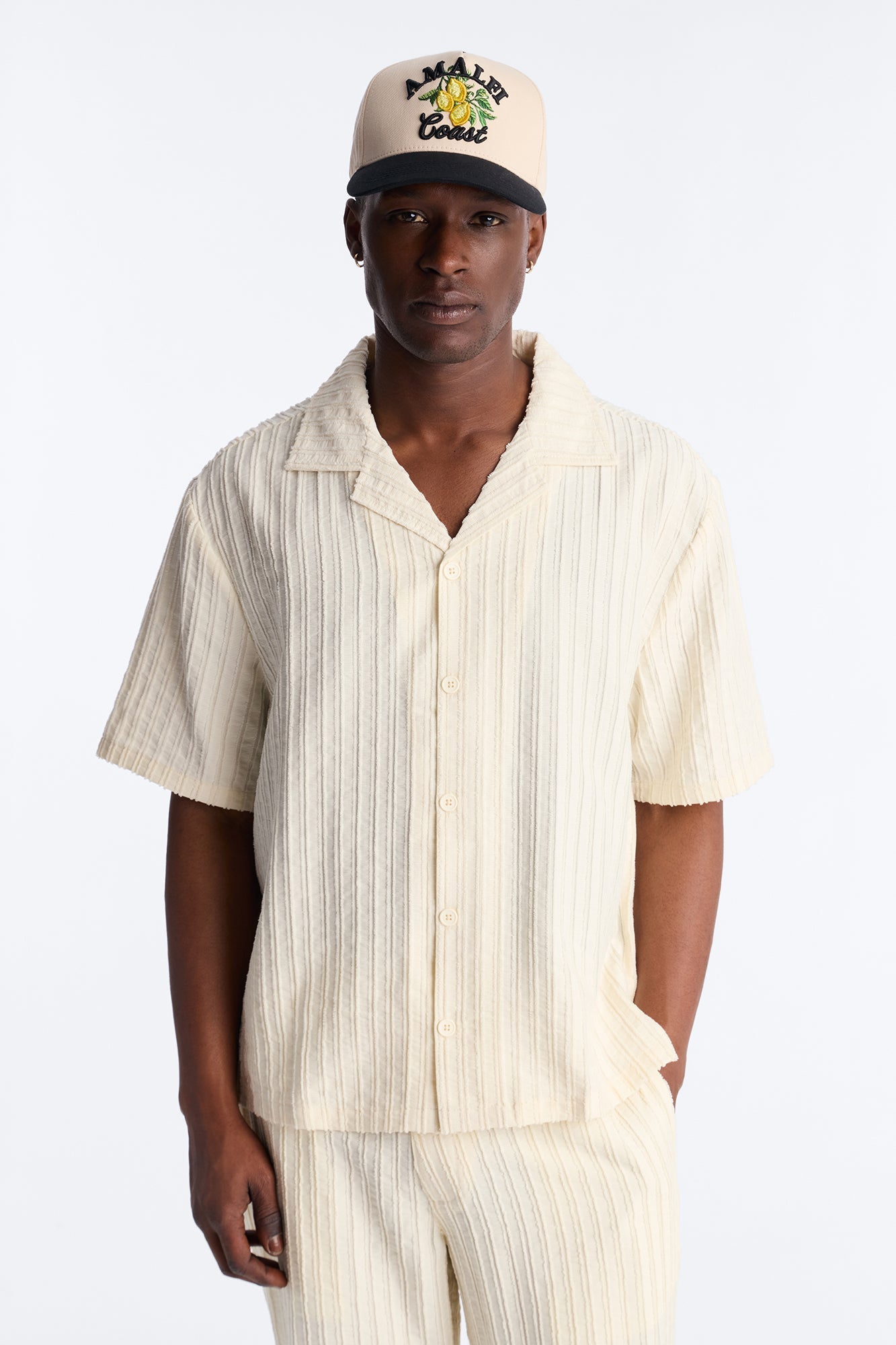Relaxed Aegean Pleat Cuban Collar Button Up - Cream Fashion Nova