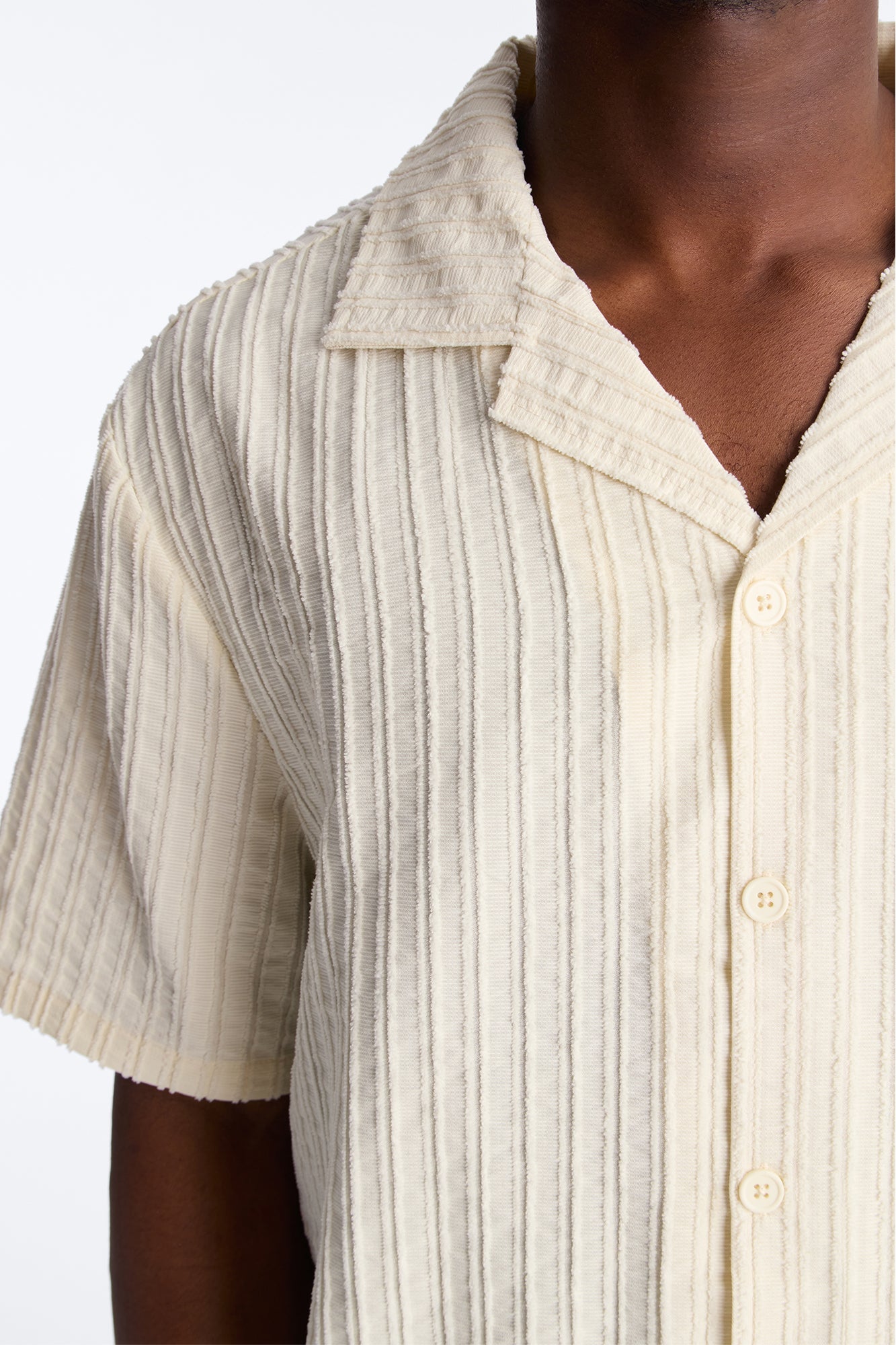 Relaxed Aegean Pleat Cuban Collar Button Up - Cream Fashion Nova