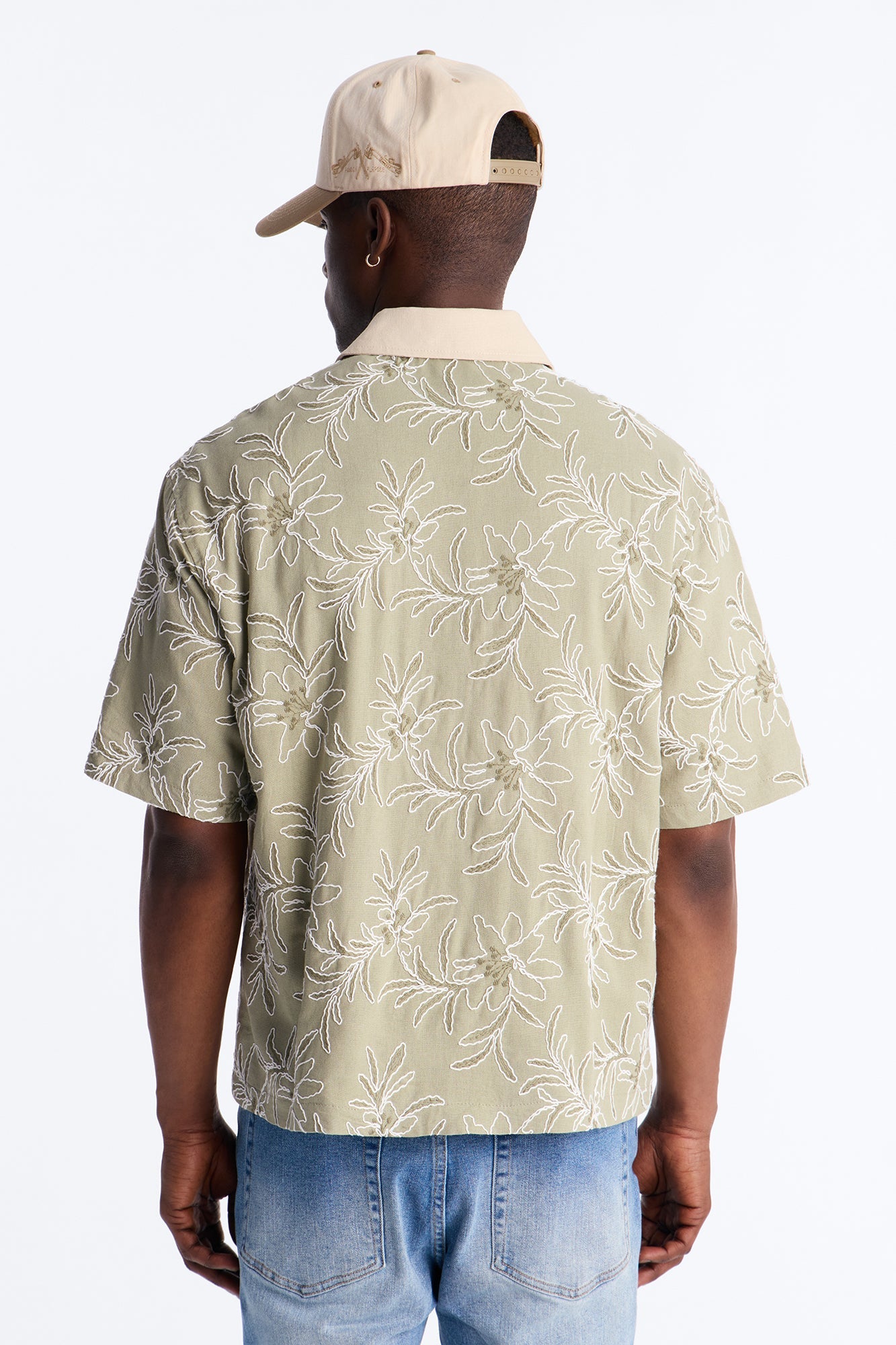 Relaxed Island Riot Embroidered Zip Shirt - Olive Fashion Nova
