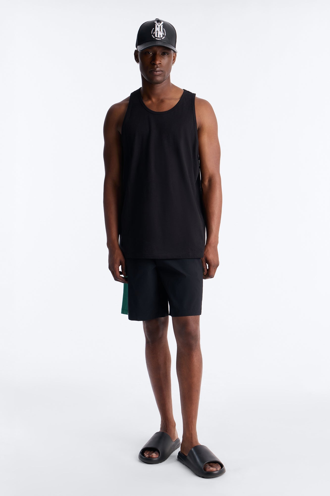 Everyday Stretch Paneled Boardshorts 9″ - Black/Green Fashion Nova