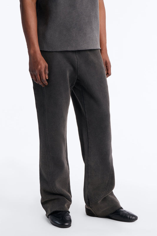 Washed Raw Edge Flare Sweatpant - Black Wash Fashion Nova