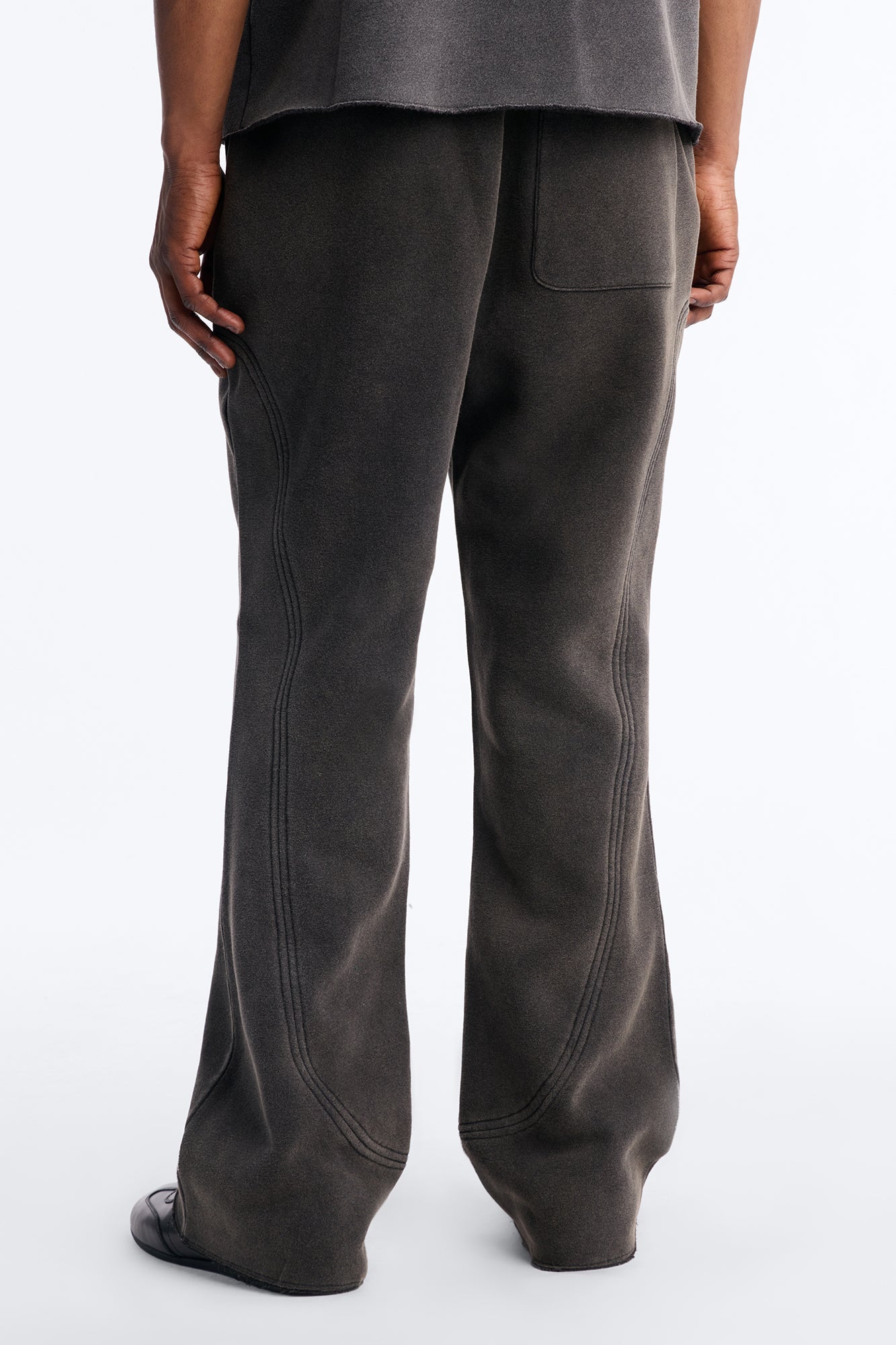 Washed Raw Edge Flare Sweatpant - Black Wash Fashion Nova