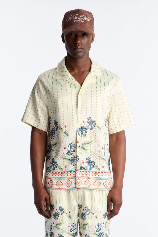 Catalina Island Cuban Collar Button Up Shirt - Yellow Fashion Nova