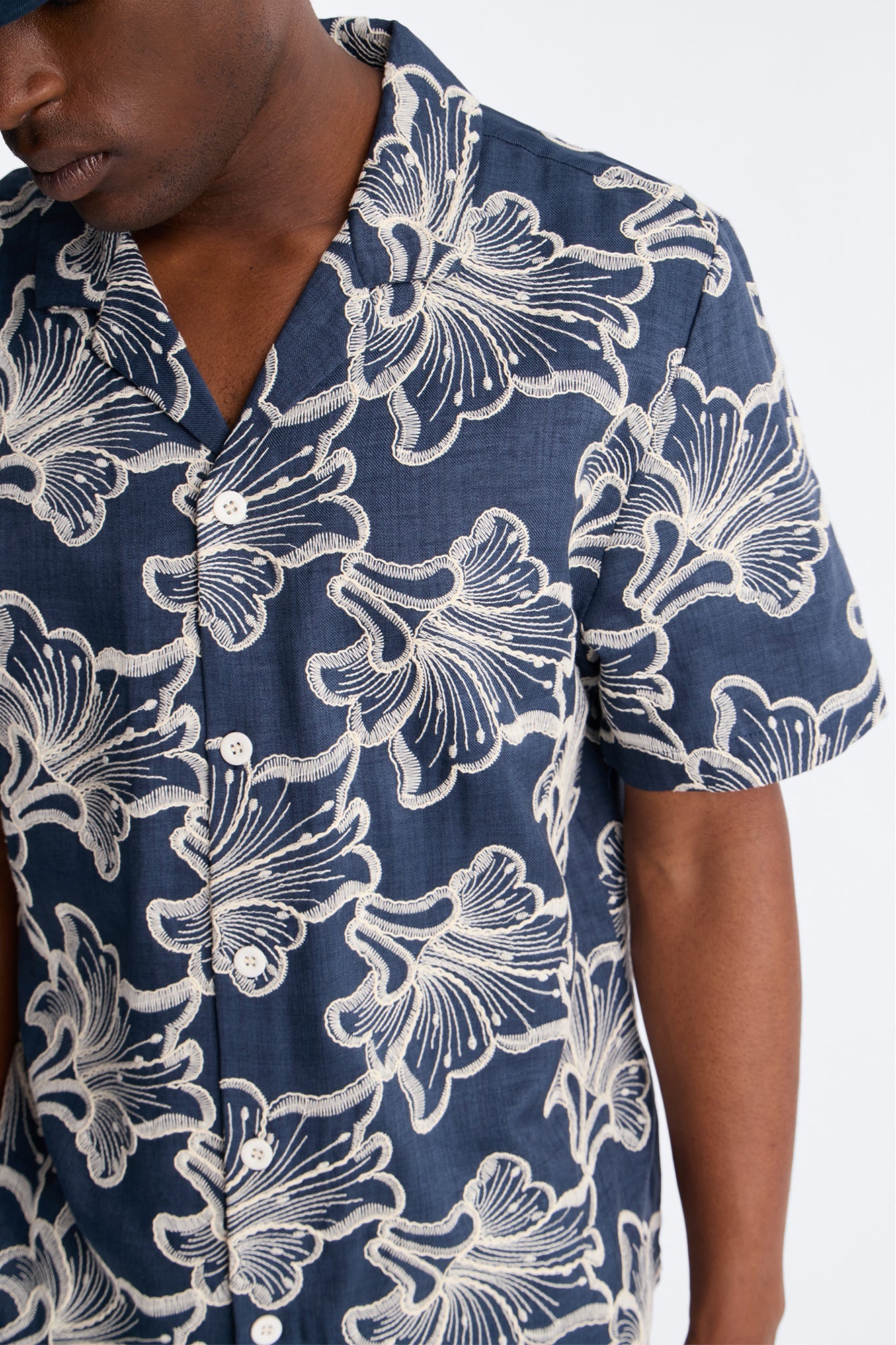 Coastal Drift Cuban Button Up Shirt - Navy Fashion Nova