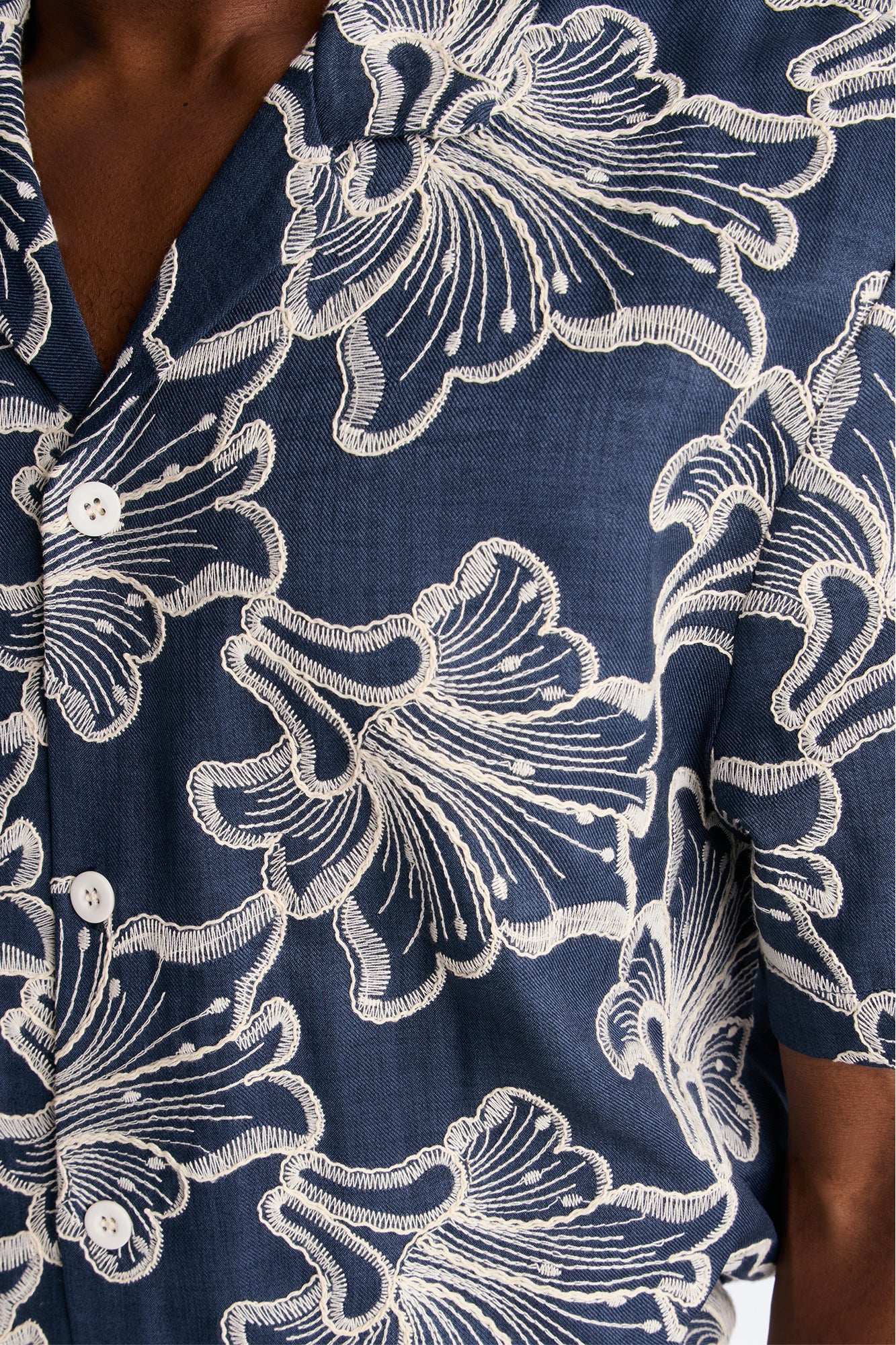 Coastal Drift Cuban Button Up Shirt - Navy Fashion Nova
