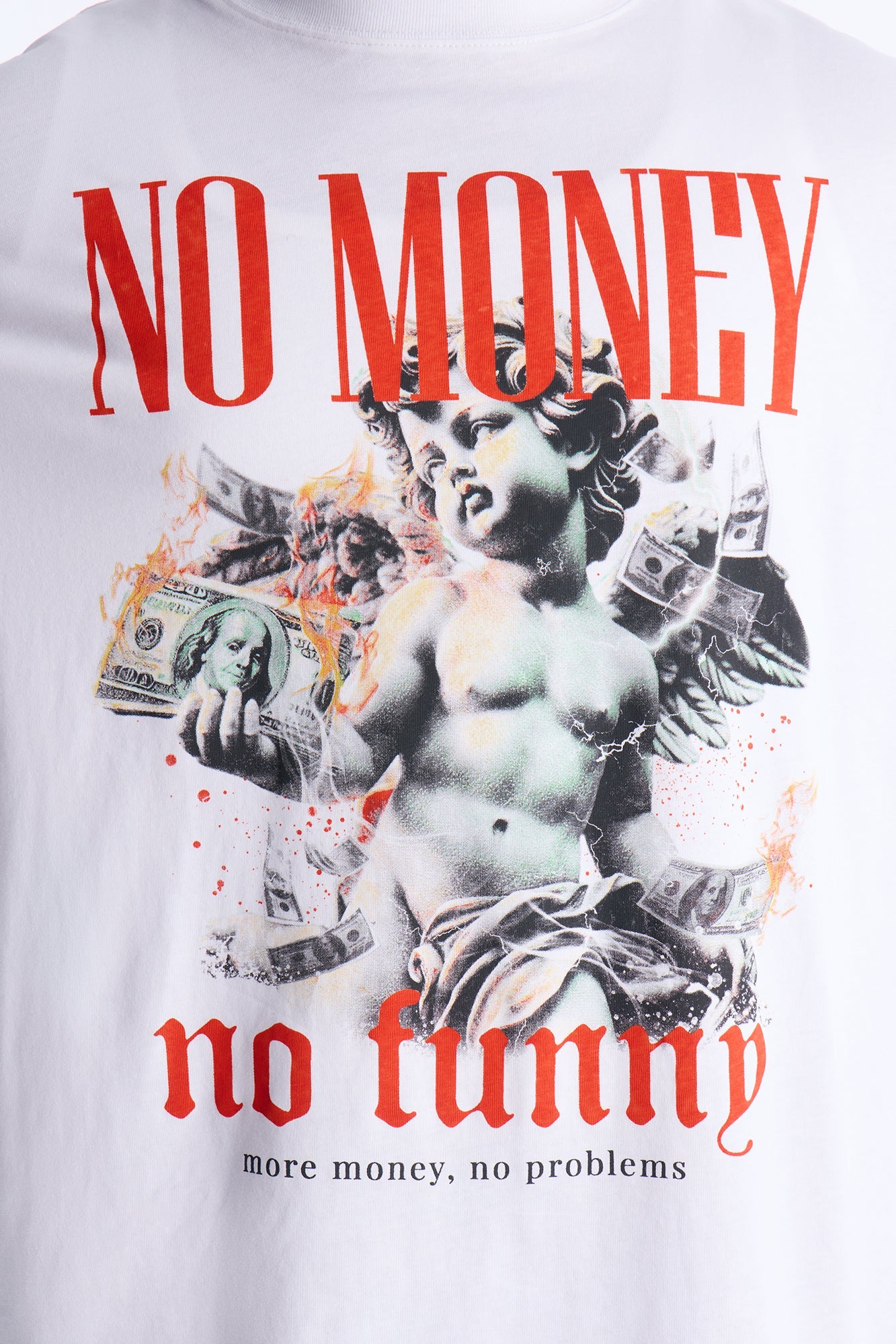 No Money No Funny Oversized Short Sleeve Tee - White Fashion Nova