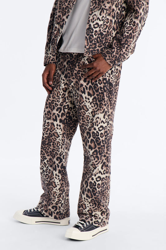 Straight Flare Marcy Wild Leopard Print Pant - Brown Fashion Nova