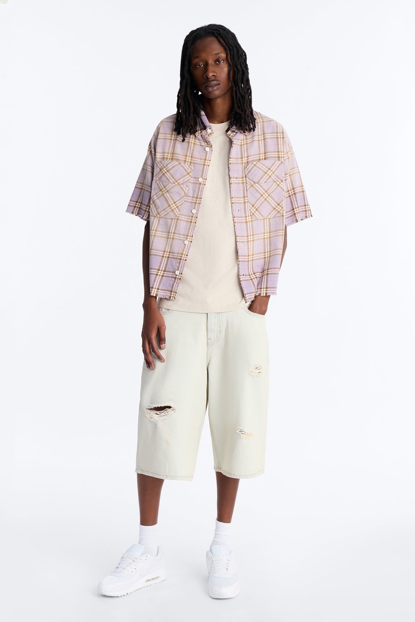 Cropped Gotta Move Flannel Button Up Shirt - Purple Fashion Nova