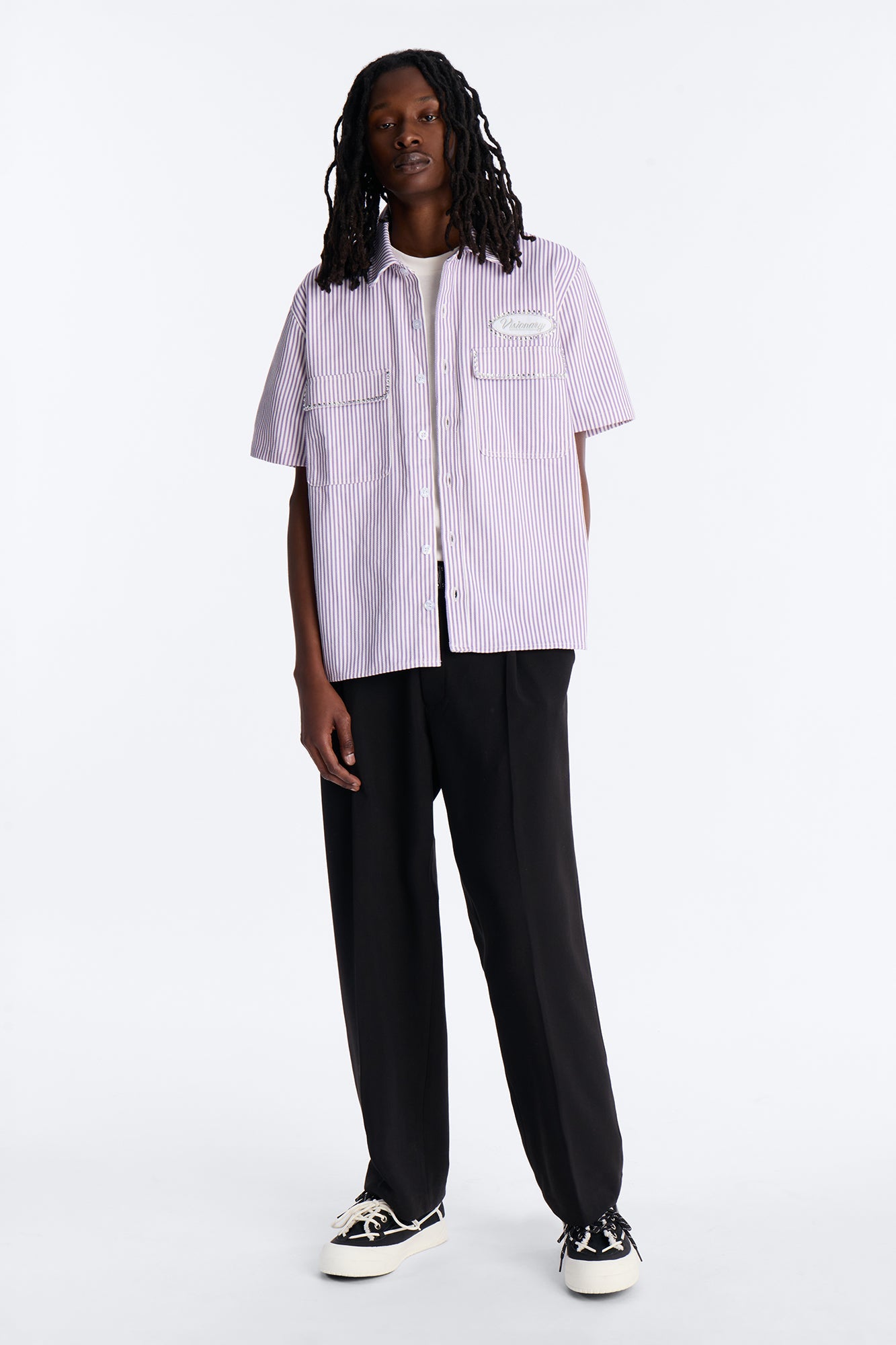 Diamante Trim Mechanic Shirt - Purple Fashion Nova