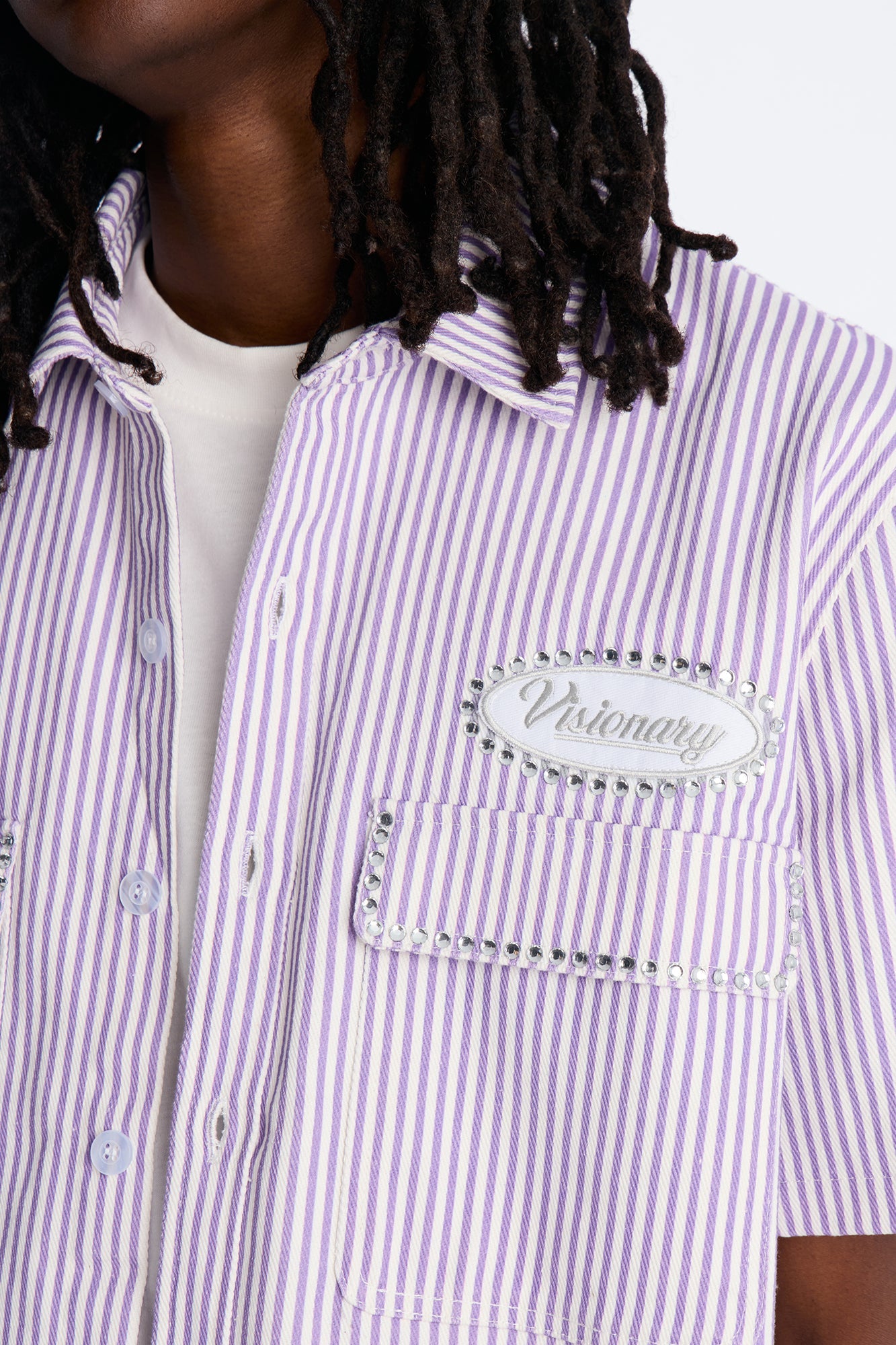 Diamante Trim Mechanic Shirt - Purple Fashion Nova