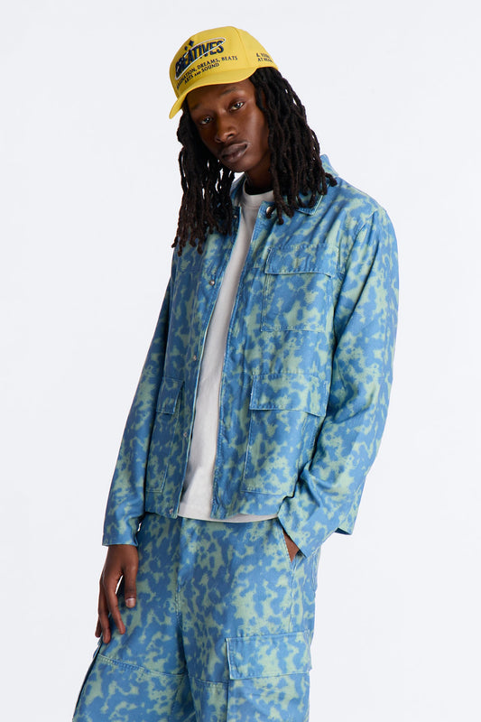 Terrain Drip Textured Chore Jacket - Blue Fashion Nova