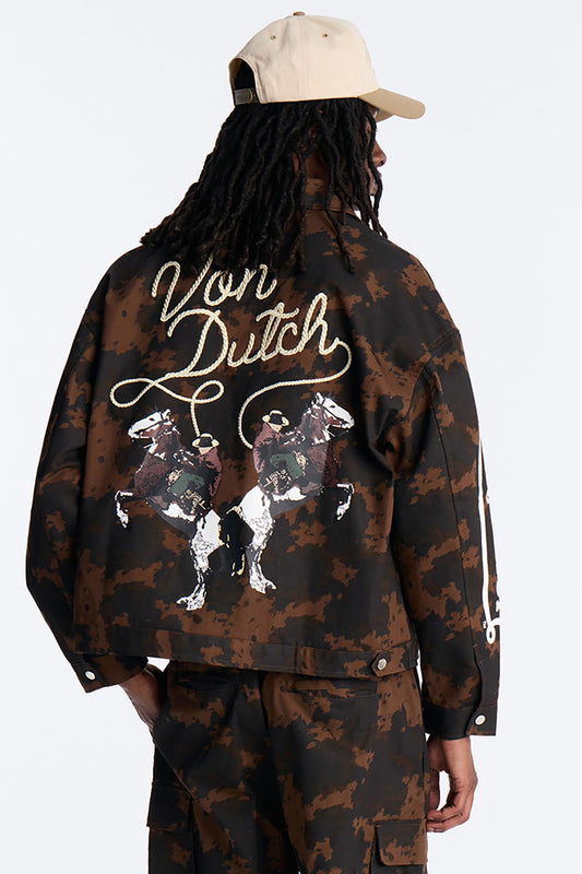 Von Dutch Rodeo Faux Pony Hair Work Jacket - Brown Fashion Nova