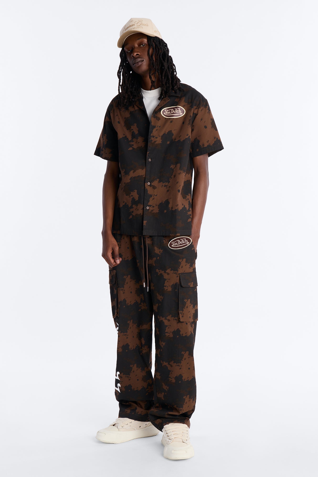 Von Dutch Rodeo Dual Cuban Button Up - Brown Fashion Nova