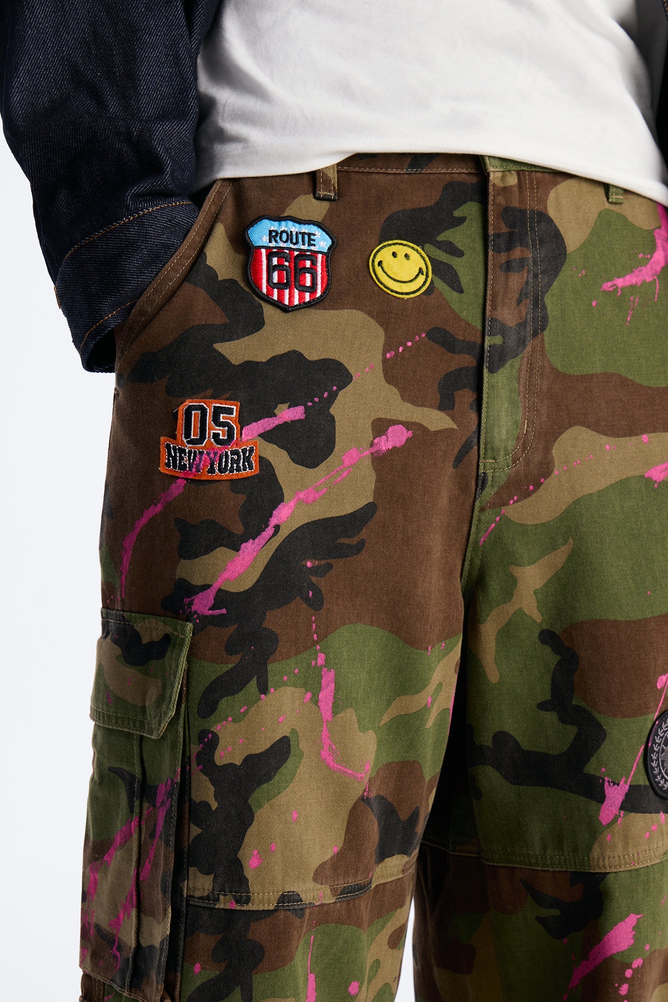 Baggy Art Collide Short - Camouflage Fashion Nova