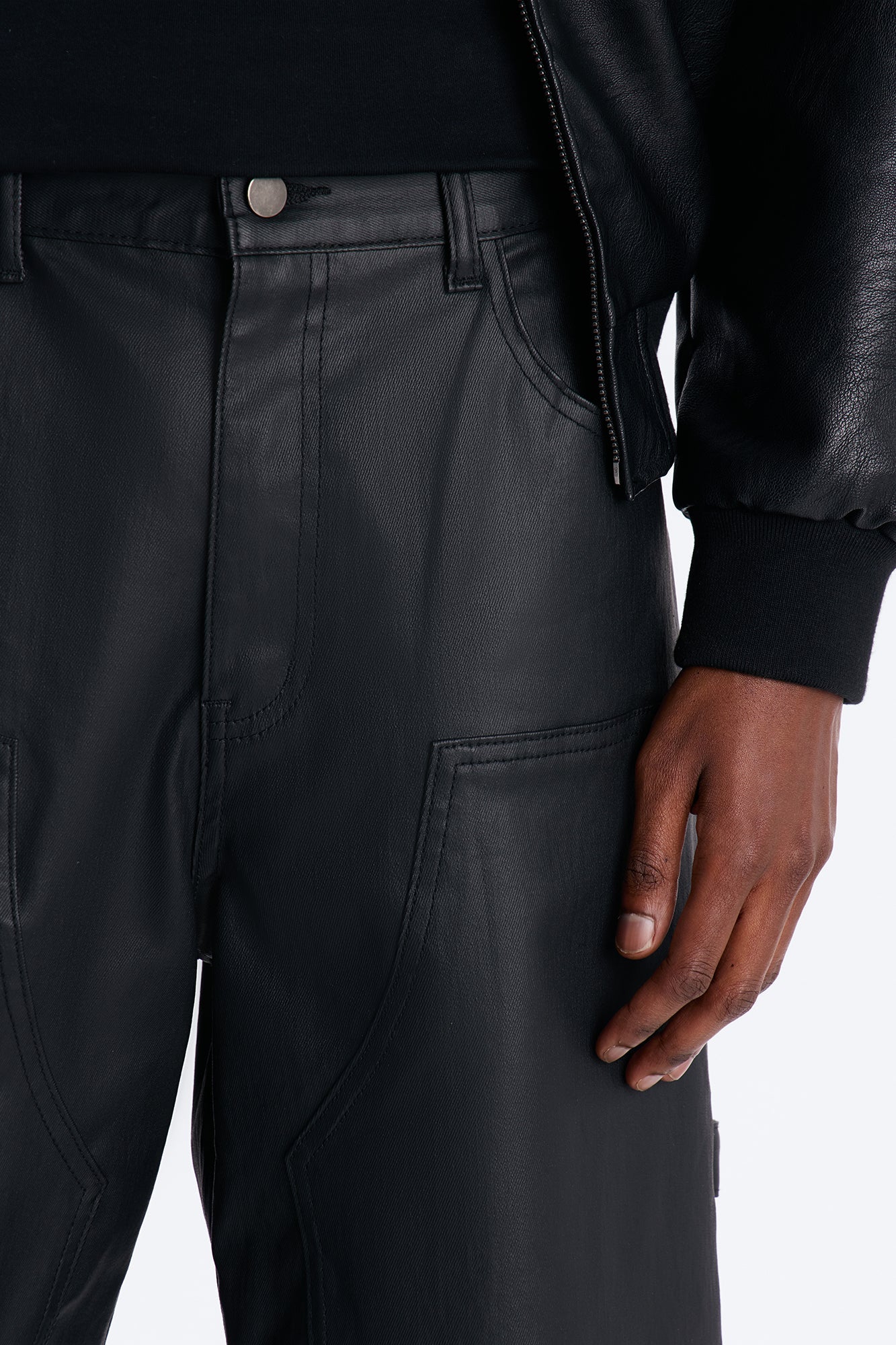 Baggy Liquid Coated Waxed Short - Black Fashion Nova