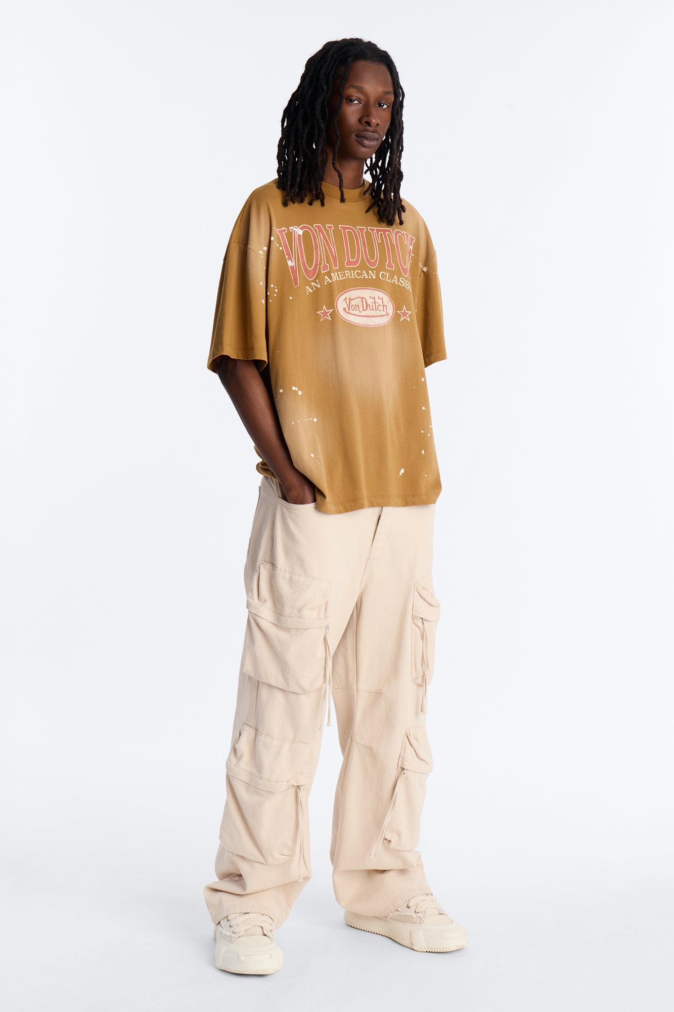 Von Dutch American Classic Boxy Short Sleeve Tee - Tan Fashion Nova
