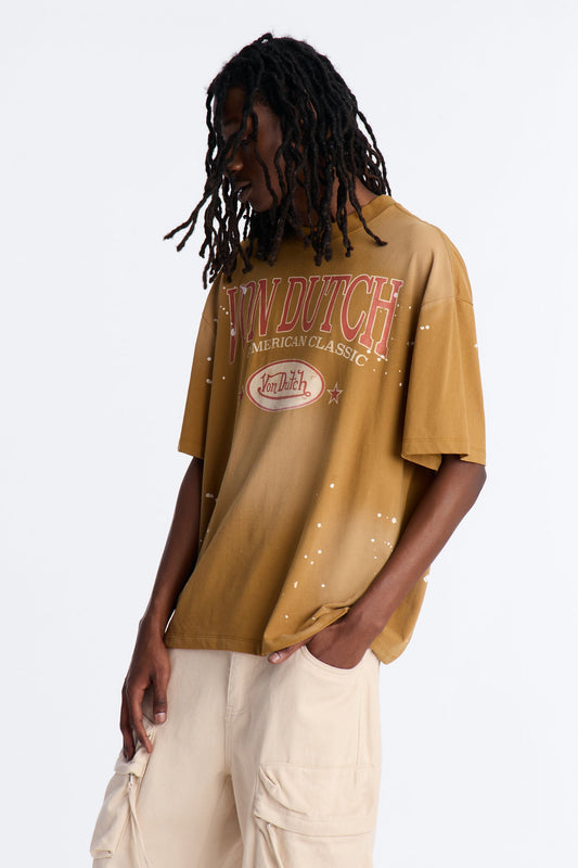 Von Dutch American Classic Boxy Short Sleeve Tee - Tan Fashion Nova