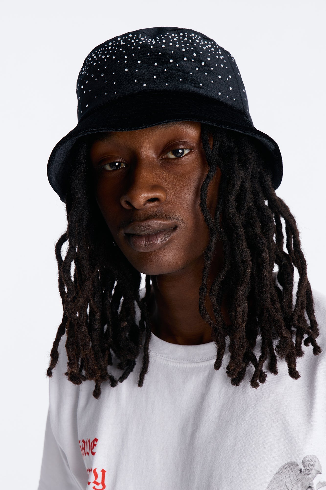 Rhinestone Embellished Bucket Hat - Black Fashion Nova