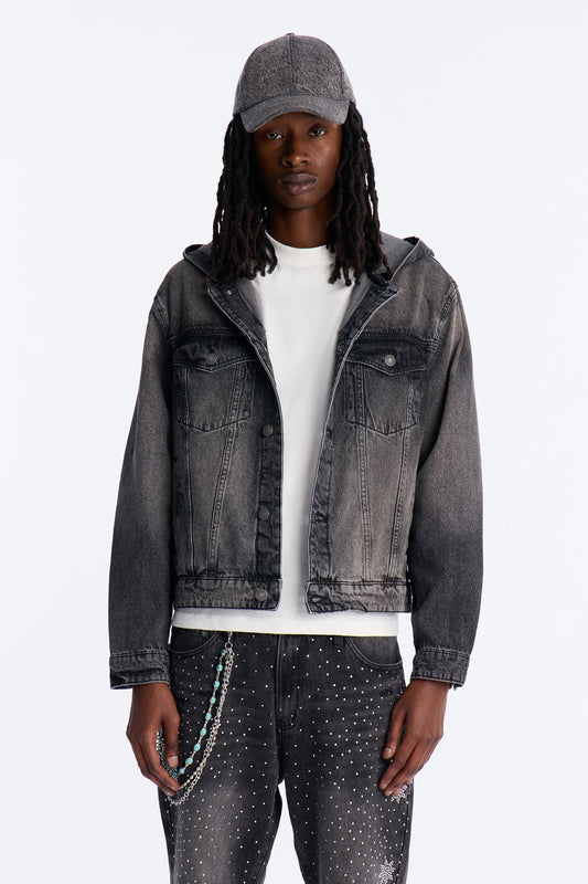 Shrunken Off Duty Denim Trucker Jacket - Black Wash Fashion Nova