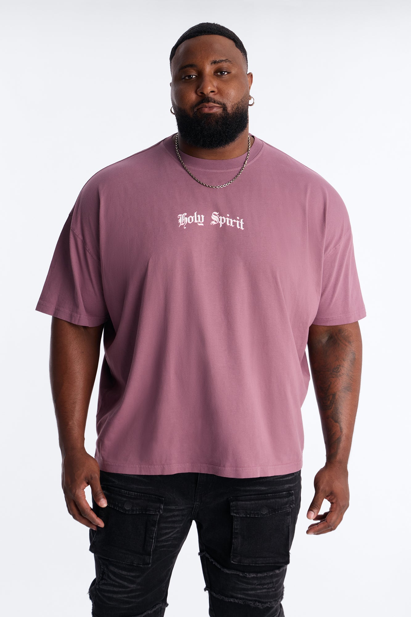 Holy Spirit Protect Me Oversized Short Sleeve Tee - Purple Fashion Nova