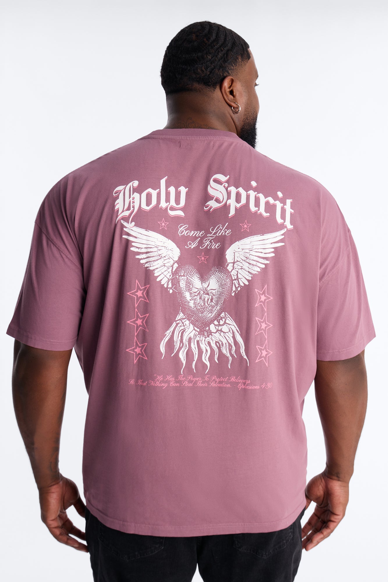Holy Spirit Protect Me Oversized Short Sleeve Tee - Purple Fashion Nova