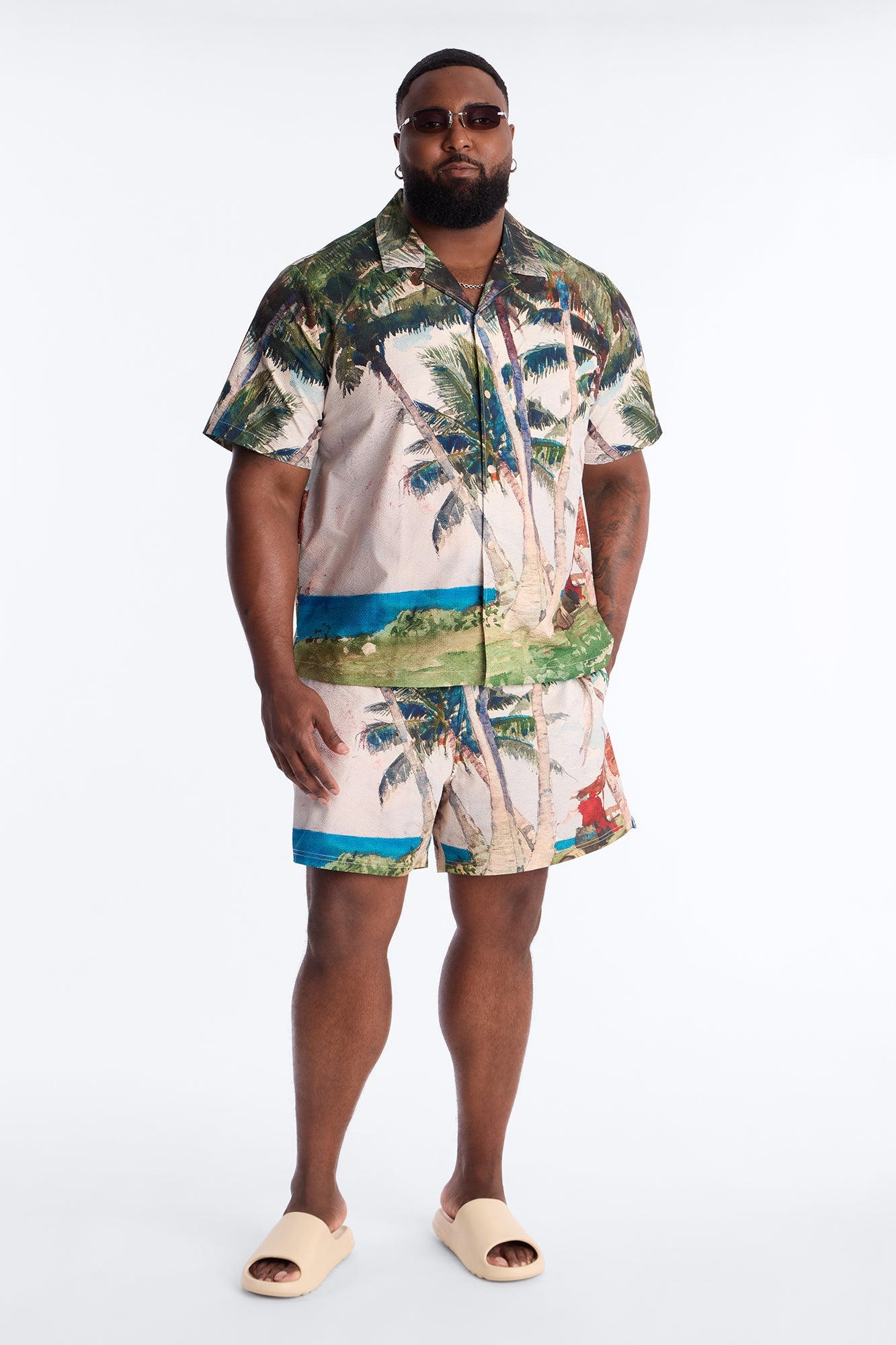 Tropical Get Away Printed Seersucker Cuban Collar Button Up Shirt - Multi Color Fashion Nova