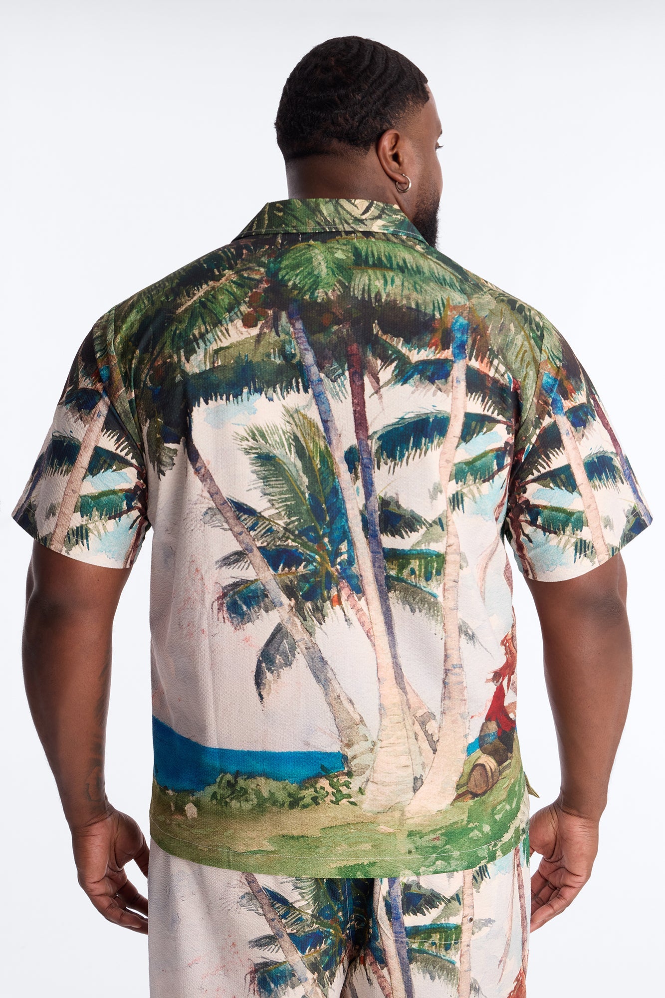 Tropical Get Away Printed Seersucker Cuban Collar Button Up Shirt - Multi Color Fashion Nova