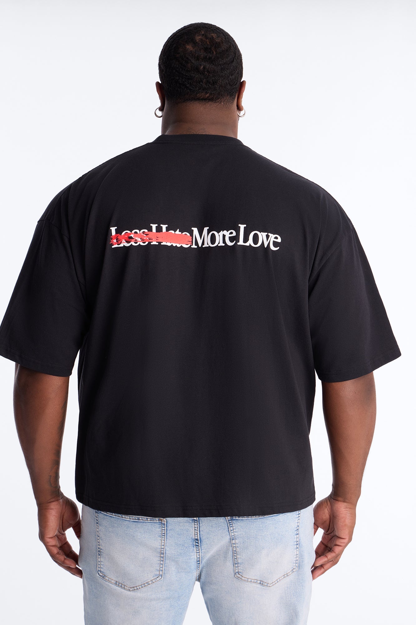Less Hate More Love Boxy Short Sleeve Tee - Black Fashion Nova