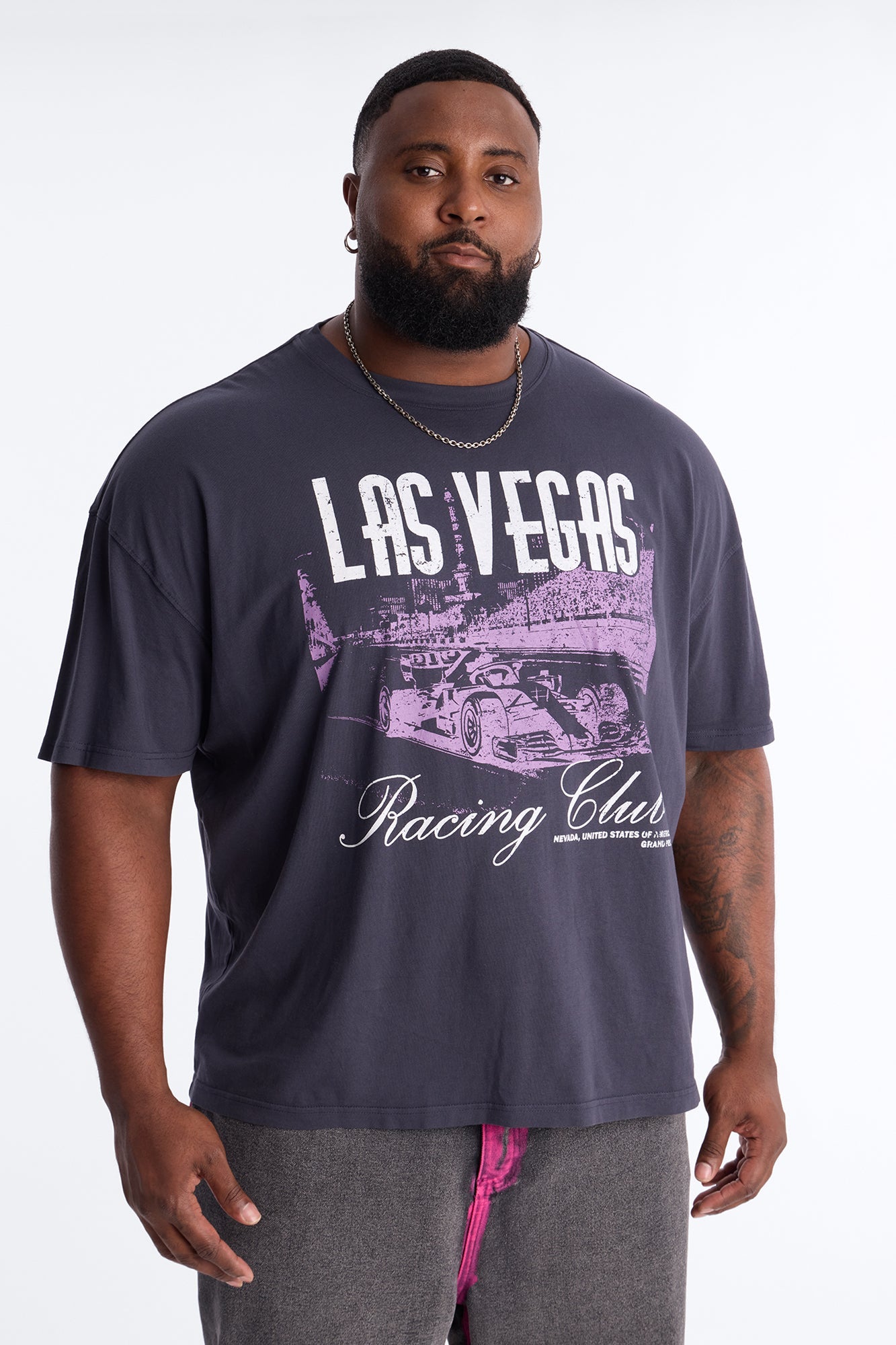Las Vegas Racing Club Oversized Short Sleeve Tee - Navy Fashion Nova