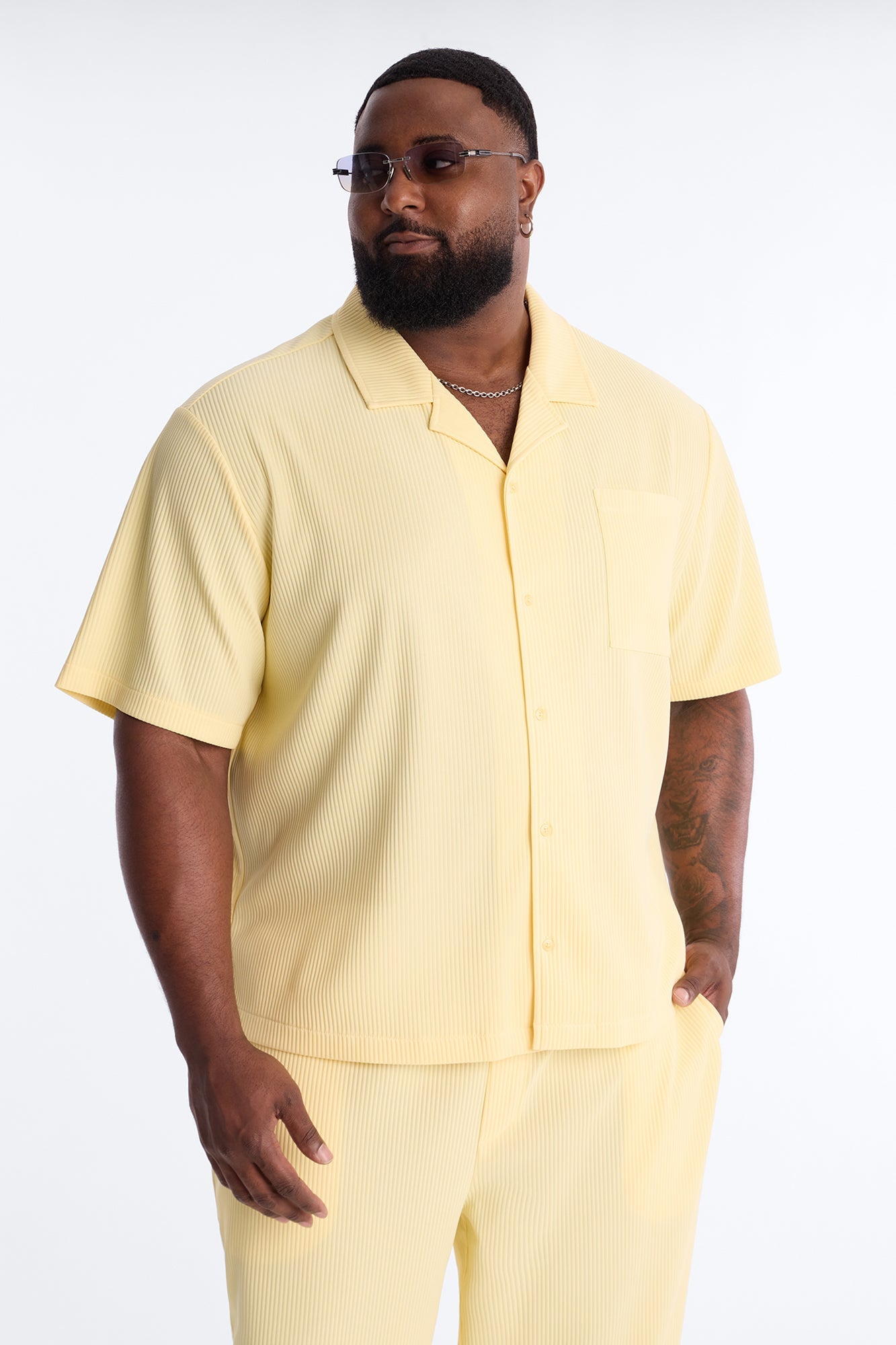 Show Up Short Sleeve Cuban Shirt - Butter Yellow Fashion Nova