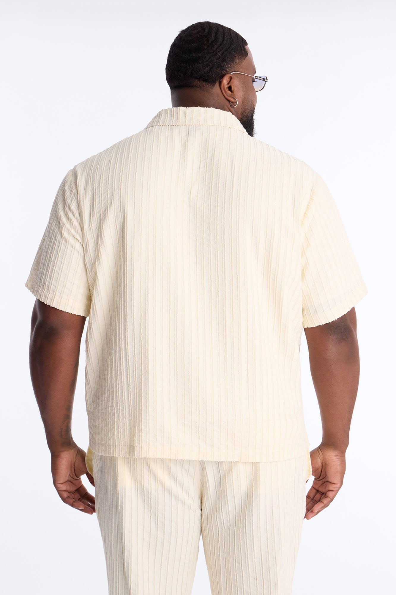 Relaxed Aegean Pleat Cuban Collar Button Up - Cream Fashion Nova