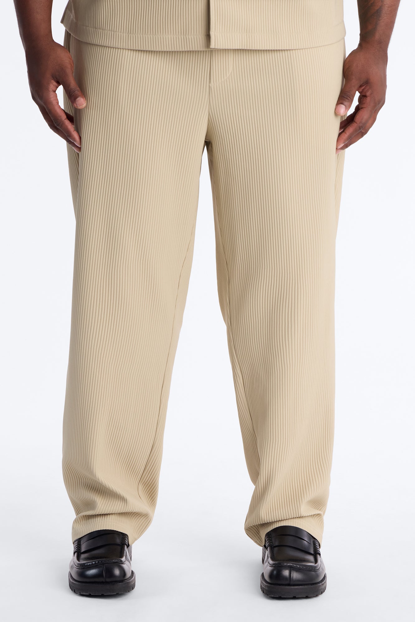 Show Up Slim Slit Pants - Stone Fashion Nova