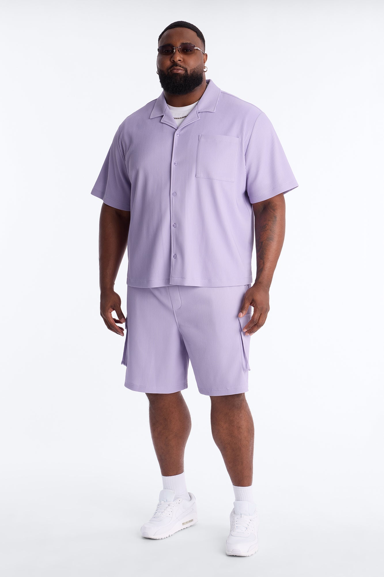 Show Up Short Sleeve Cuban Shirt - Lavender Fashion Nova