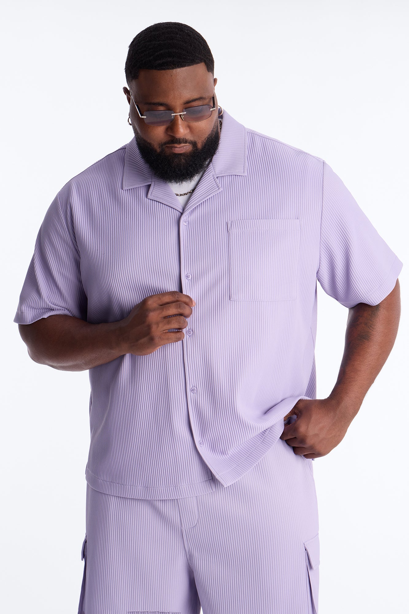 Show Up Short Sleeve Cuban Shirt - Lavender Fashion Nova