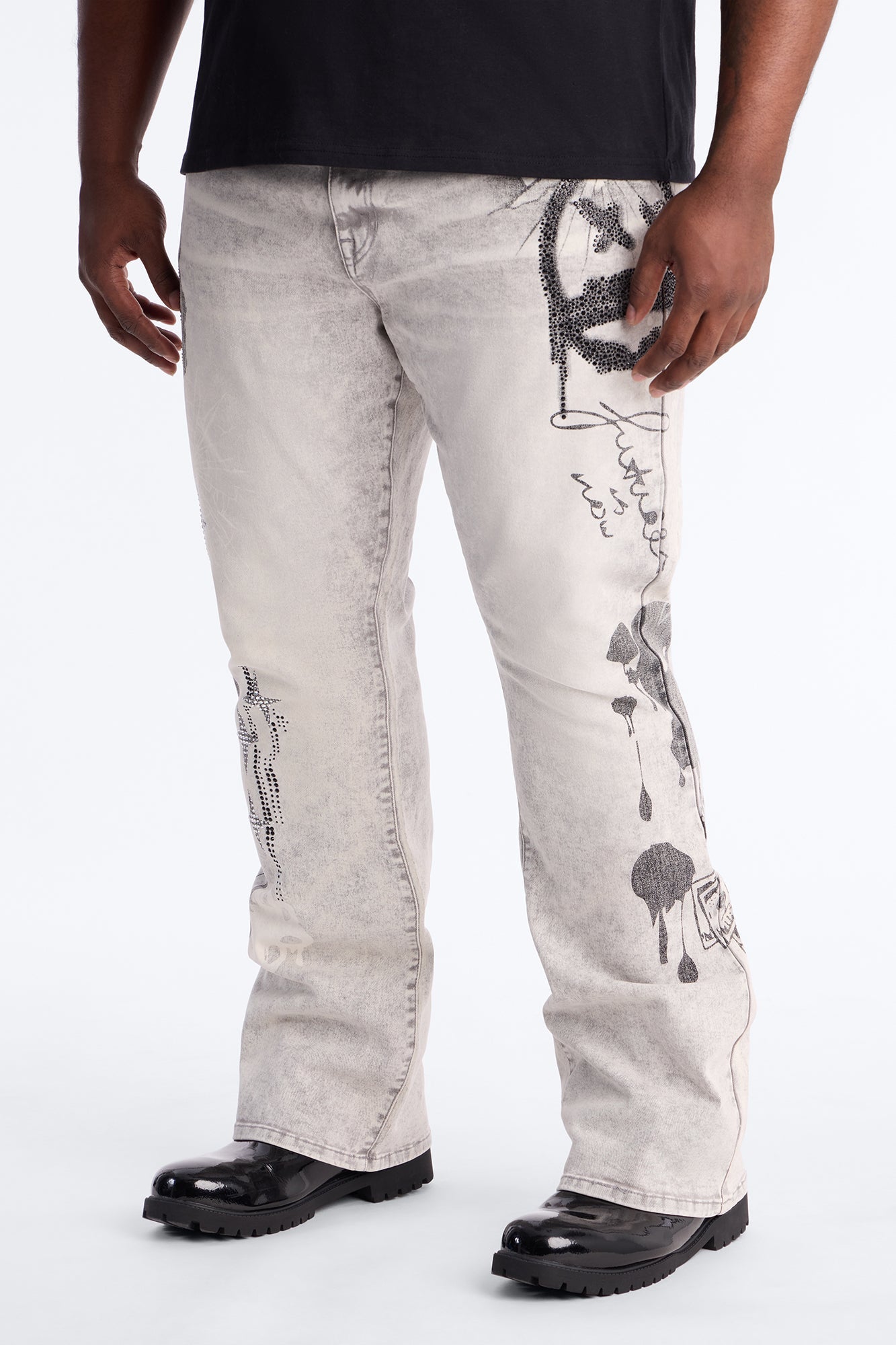 Stacked Skinny Flare Ace Royale Jean - Grey Fashion Nova