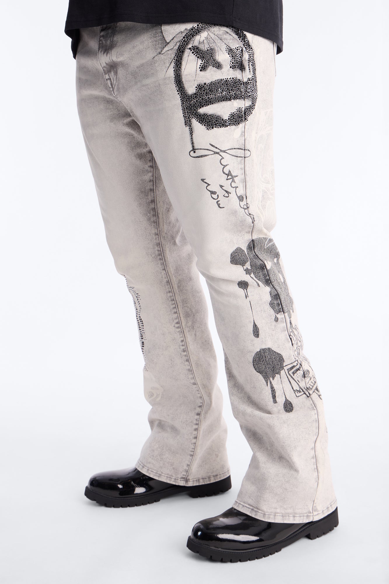 Stacked Skinny Flare Ace Royale Jean - Grey Fashion Nova