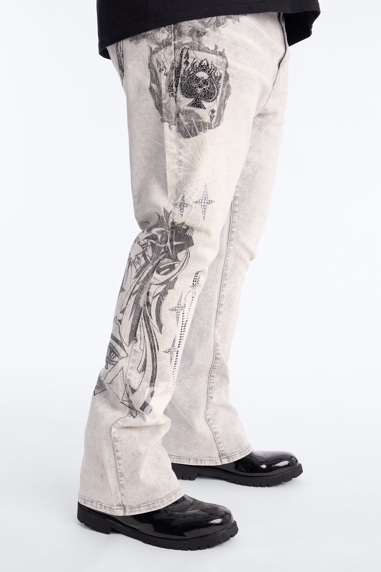 Stacked Skinny Flare Ace Royale Jean - Grey Fashion Nova