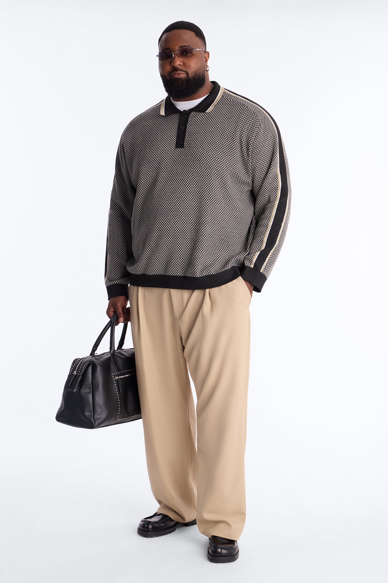 Ashford Knitted Long Sleeve Polo - Black Fashion Nova