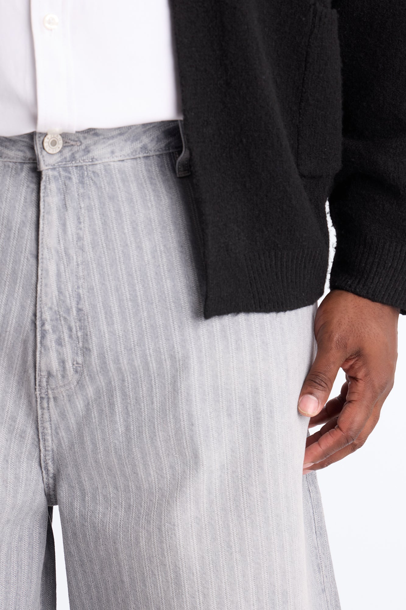 Super Baggy Subtle Stripe Denim Short - Grey Fashion Nova