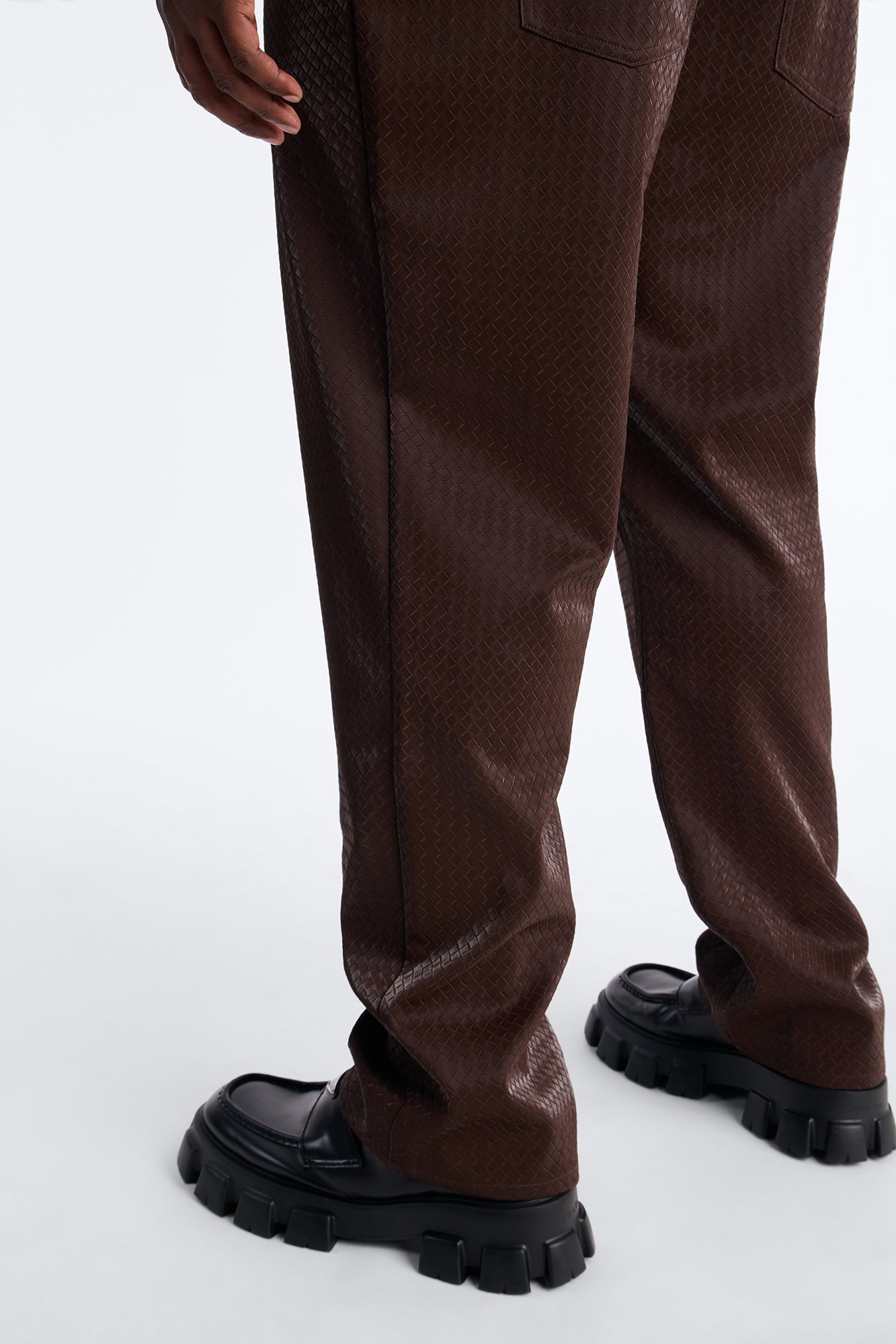 Straight Tisse Textured Faux Leather Pant - Brown Fashion Nova