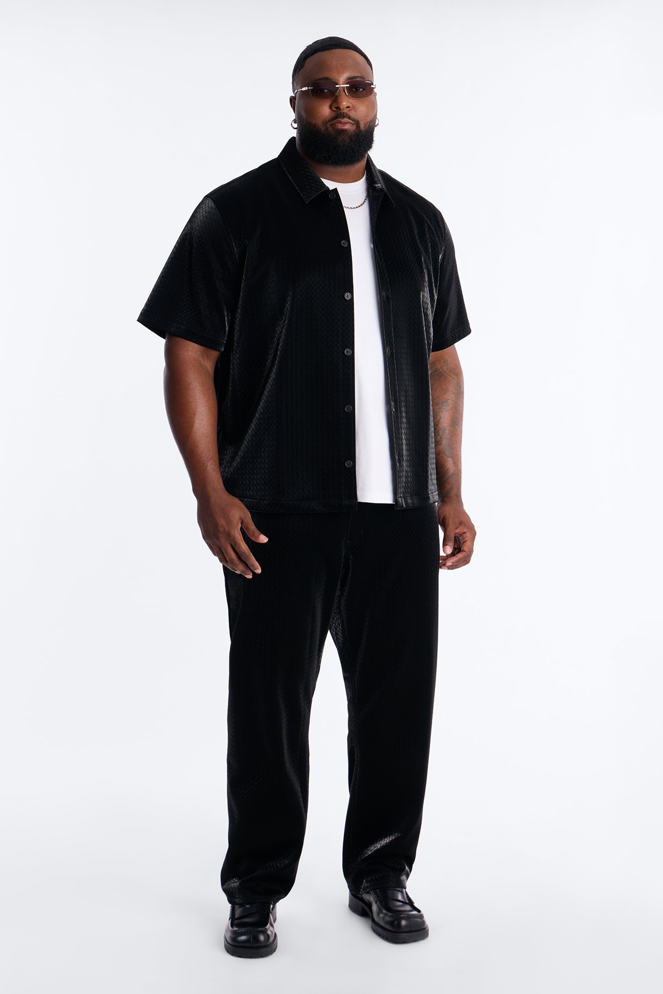 Tisse Textured Faux Leather Button Up Shirt - Black Fashion Nova