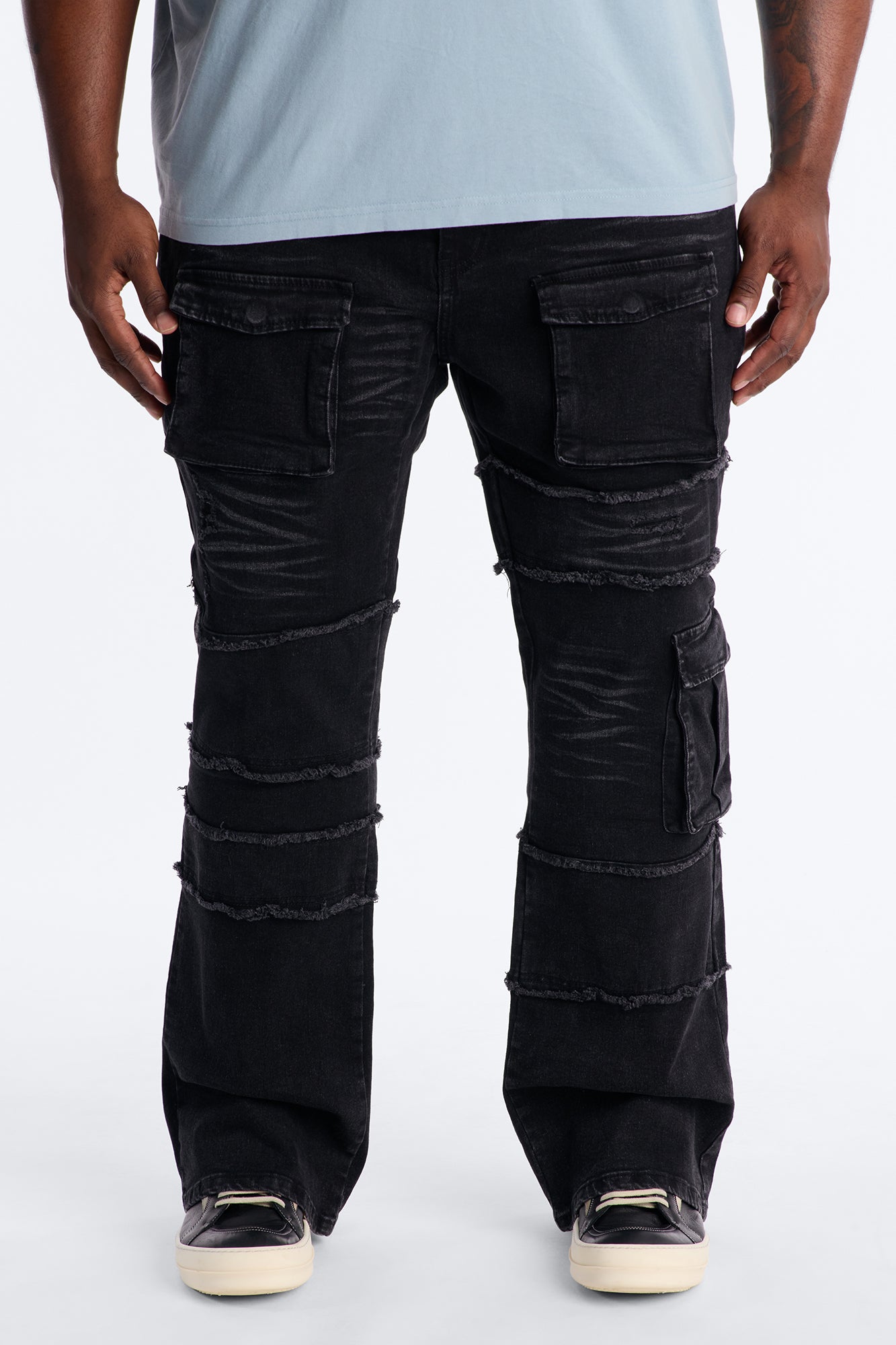 Urban Armor Skinny Stacked Flare Jeans - Black Wash Fashion Nova