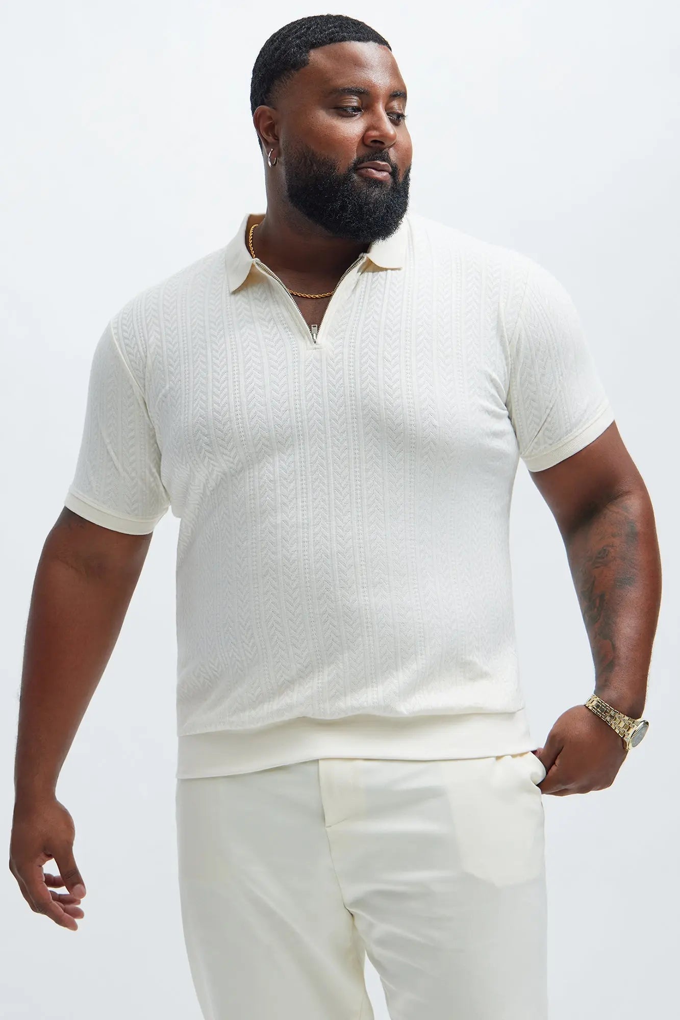 Money Matters Short Sleeve Polo - Off White Fashion Nova
