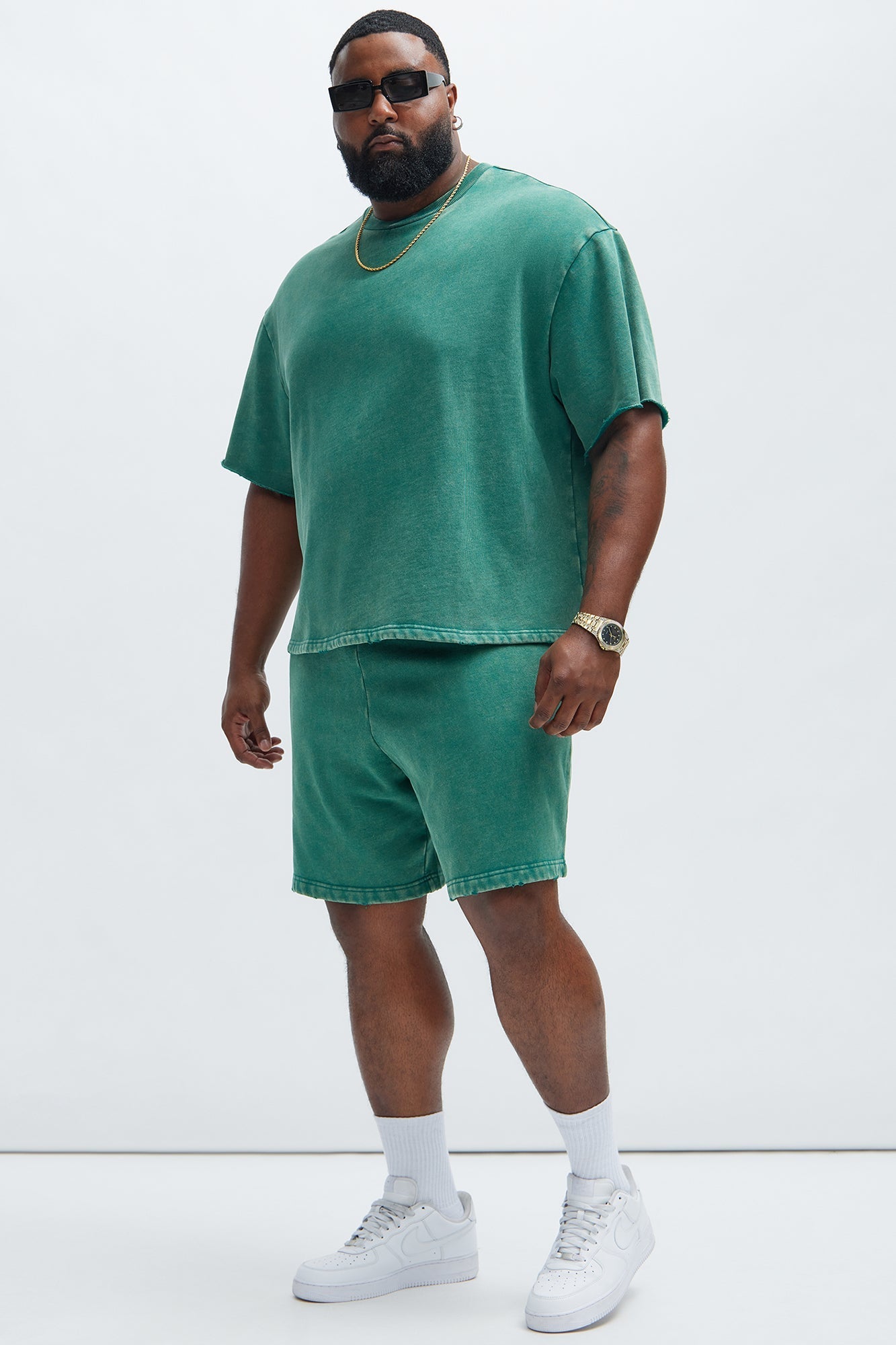 Tyson Heavy Wash Relaxed Shorts - Green Fashion Nova