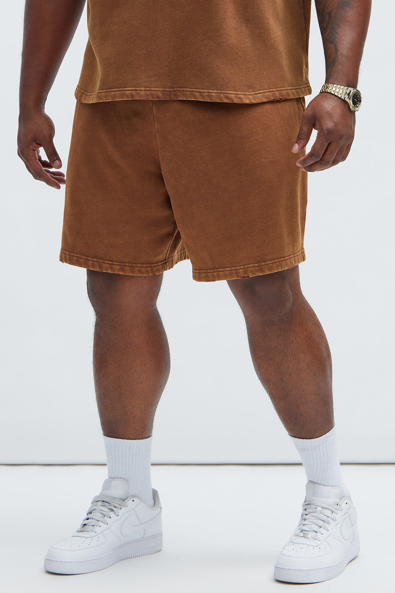 Tyson Heavy Wash Relaxed Shorts - Dark Brown Fashion Nova