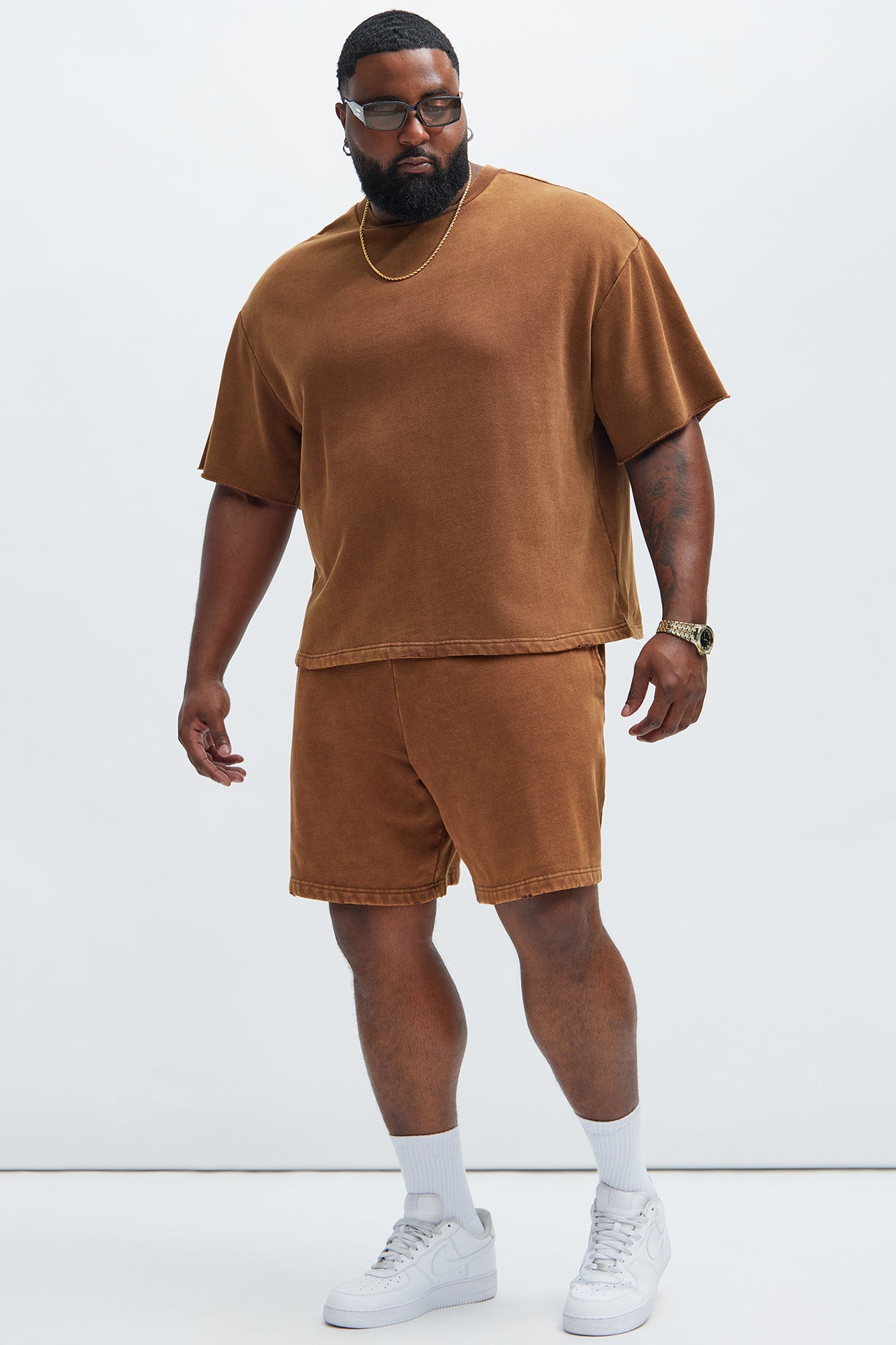 Tyson Heavy Wash Relaxed Shorts - Dark Brown Fashion Nova