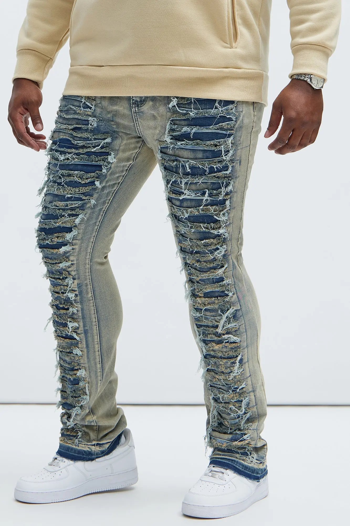 Got Me Destroyed Stacked Skinny Flare Jeans - Light Blue Fashion Nova
