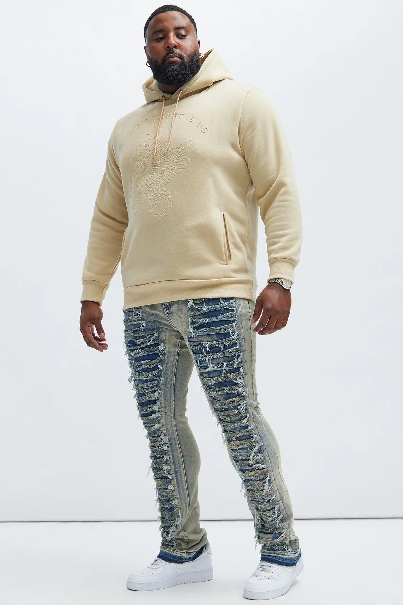 Got Me Destroyed Stacked Skinny Flare Jeans - Light Blue Fashion Nova